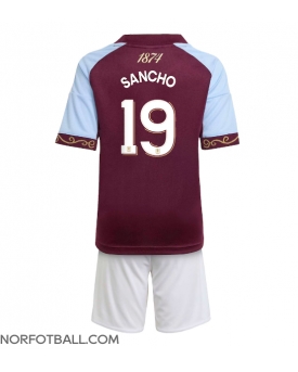 Billige Fotballdrakt Aston Villa Jadon Sancho #19 Replika Hjemmedraktsett Barn 2025-26 Kortermet (med bukser)